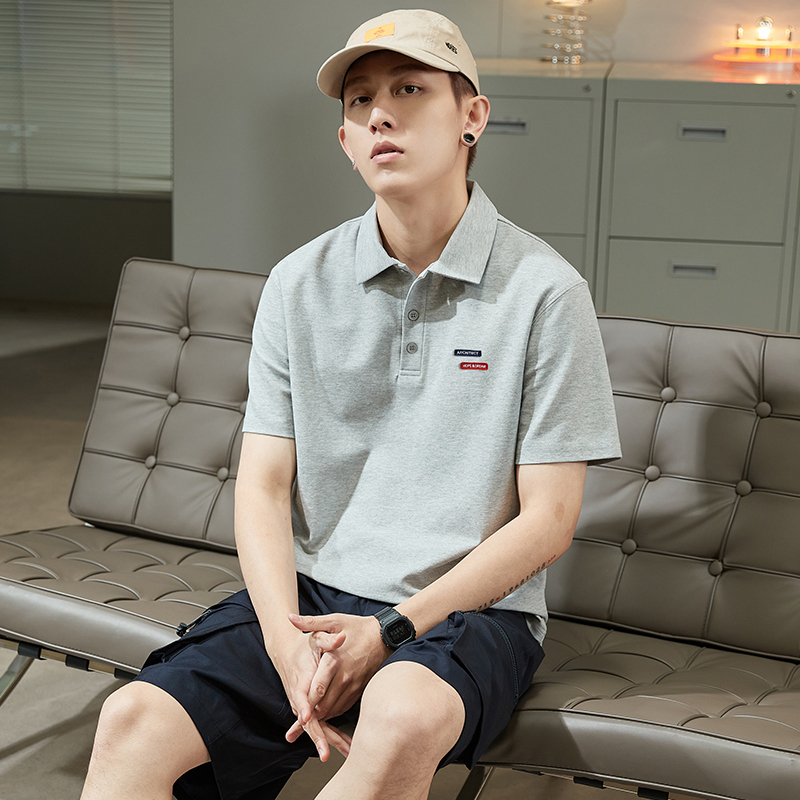 唐狮夏季新款polo衫男士短袖宽松黑色休闲有翻领t恤港风ins潮