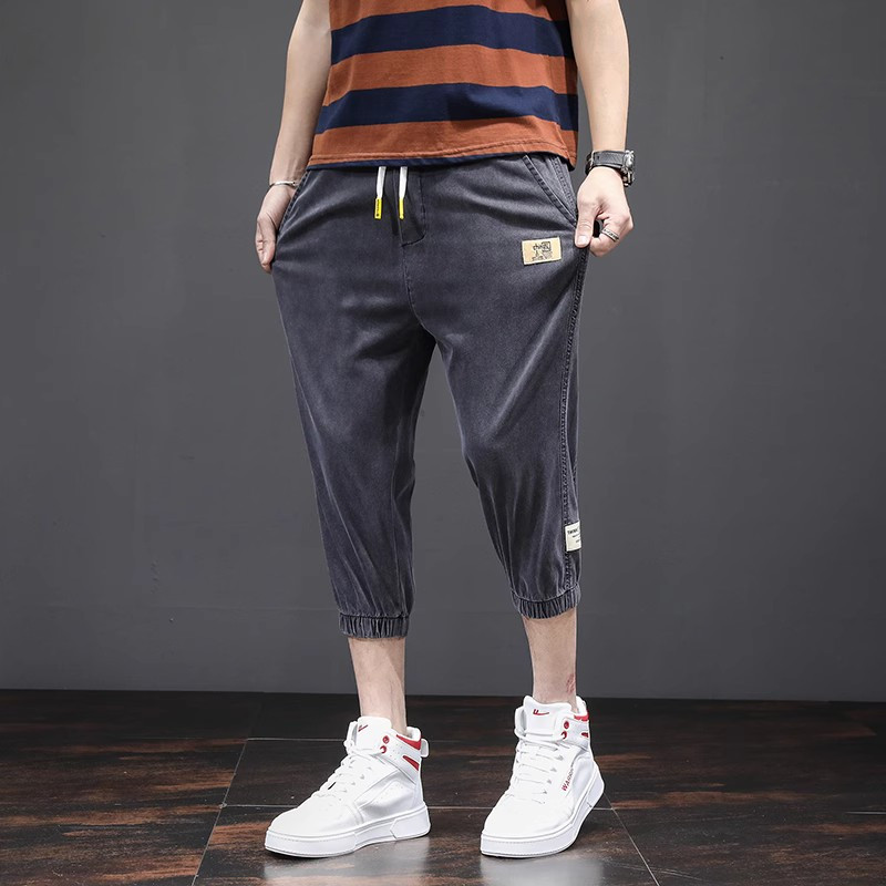 jankeleone冰丝休闲裤男薄款裤子夏季七分束脚裤宽松百搭潮流运动裤