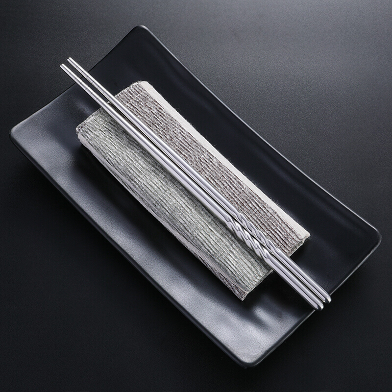 唐宗筷 304不锈钢筷子 防滑 防烫 耐摔10双装 螺纹款 22.5cm C6249