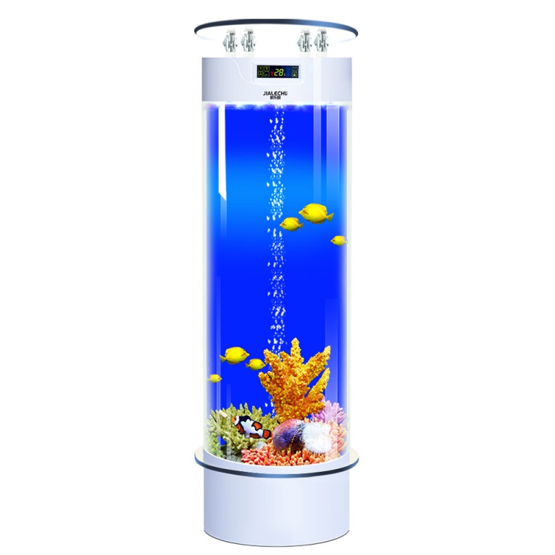 鱼缸客厅小型圆柱亚克力水族箱家用生态免换水立式智能落地金鱼缸高清大图
