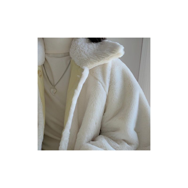 羊羔毛加绒棉服外套2021冬季新款韩版学生加绒加厚两面穿棉服上衣