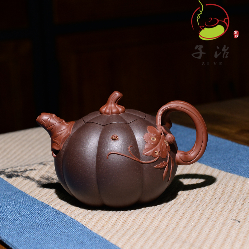 子冶双色南瓜壶Ⅰ原矿老紫泥宜兴紫砂壶茶具名家纯全手工茶具正品