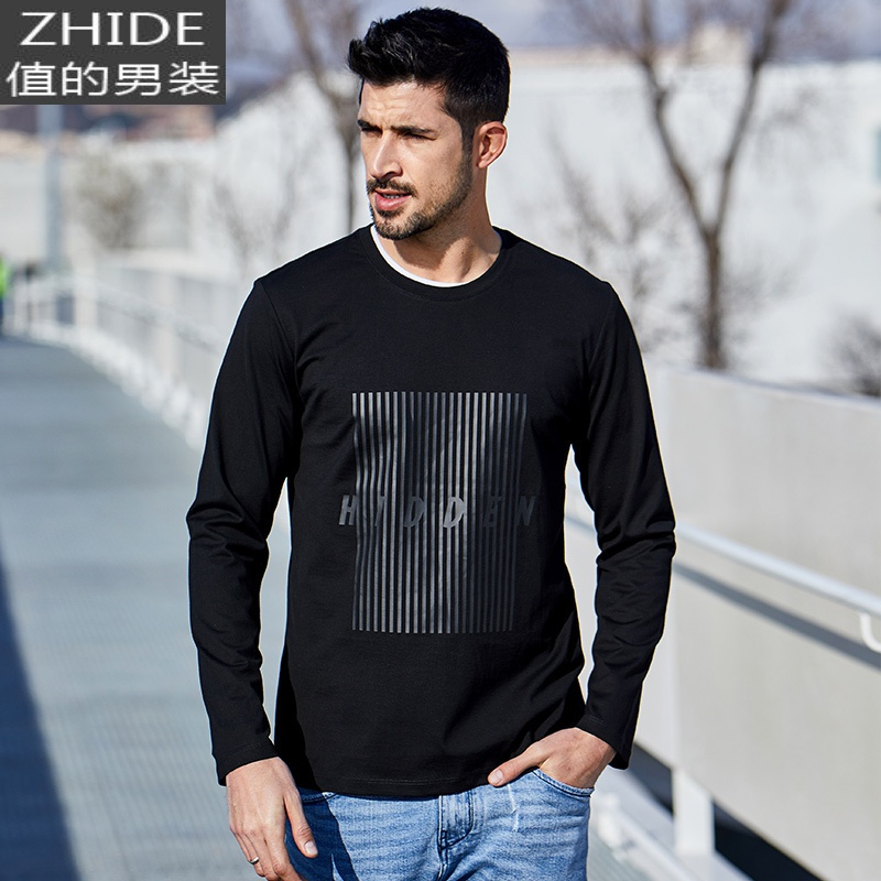 suntek秋冬男士长袖t恤男圆领印花棉体恤百搭宽松上衣潮7731t恤