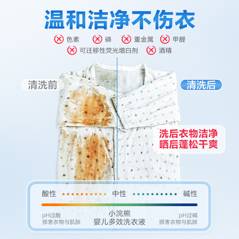小浣熊婴儿洗衣液一瓶装宝宝儿童内衣内裤专用洗衣液新生儿洗衣专用无荧光剂2L儿童洗衣清洁