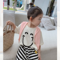 童装女童夏装2021新款儿童T恤短袖洋气女宝宝半袖小童打底衫潮 白色 米色 80码 身高约80cm