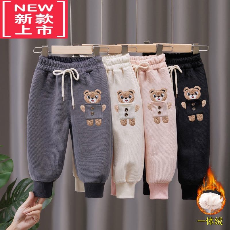 可莉允男女童秋冬加绒长裤儿童一体绒裤子宝宝外穿保暖裤童装新款束脚裤图片