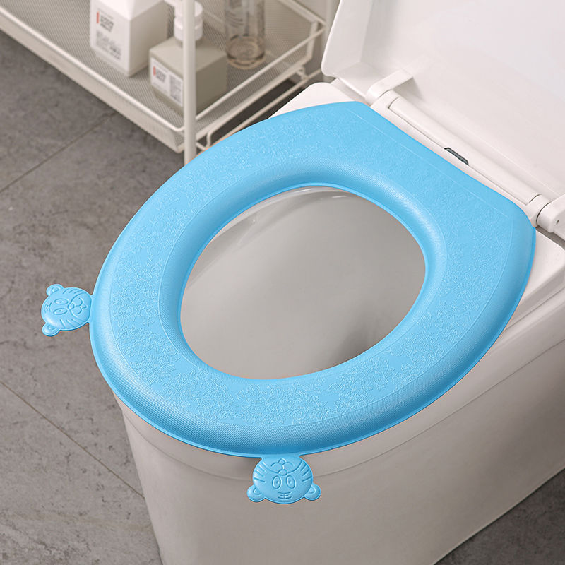 四季通用防水马桶坐垫夏天夏季家用厕所泡沫圈坐便套垫可水洗可擦-【2个装】牛油果色+蓝色;双提手更卫生