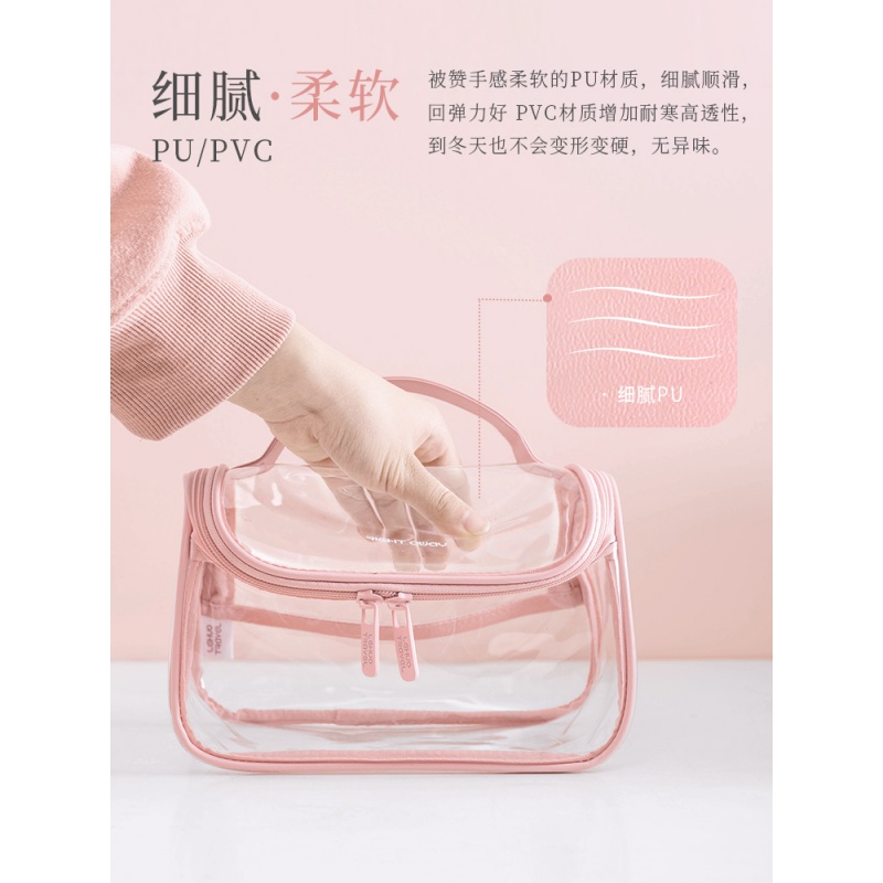 美帮汇透明化妆包女便携大容量护肤品洗漱收纳袋防水旅行风超火高清大图