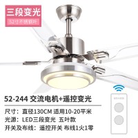 风扇灯吊扇灯客厅风扇吊灯一体不锈钢时光旧巷家用餐厅灯带风扇大风力扇 52寸-5叶不锈钢+变光遥控
