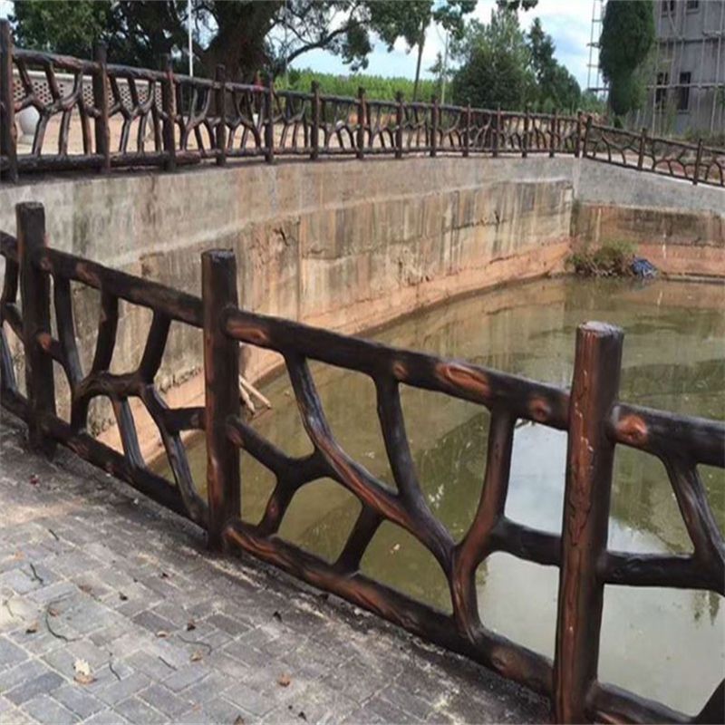 水泥仿树皮护栏景区河道围栏ljx-f004混凝土桥梁树桩仿护栏仿古木纹