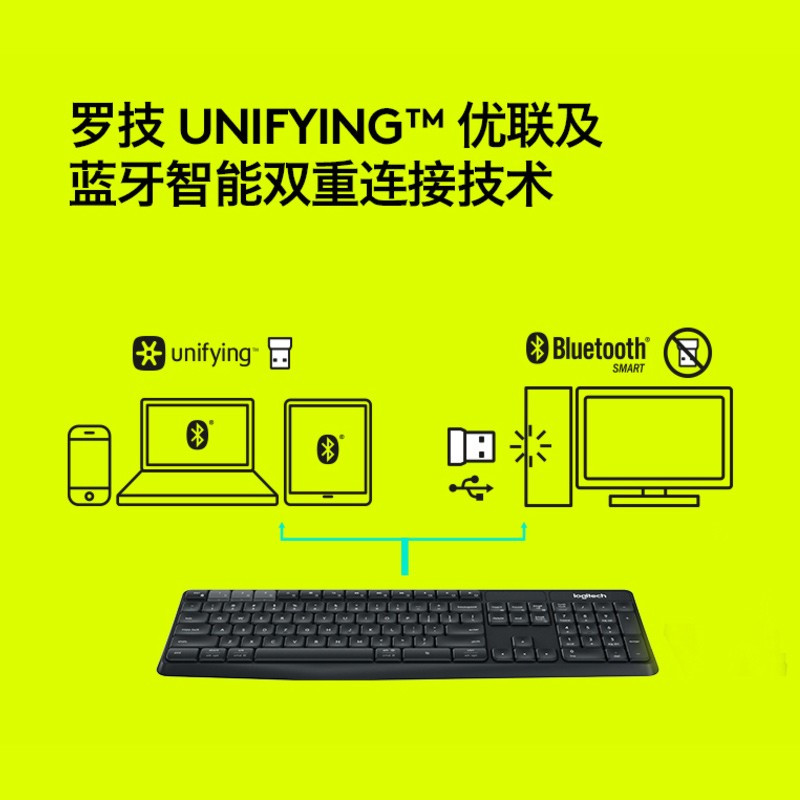 罗技 K375s平板IPAD键盘 手机键盘 无线蓝牙键盘 家用办公蓝牙键盘 全尺寸键盘