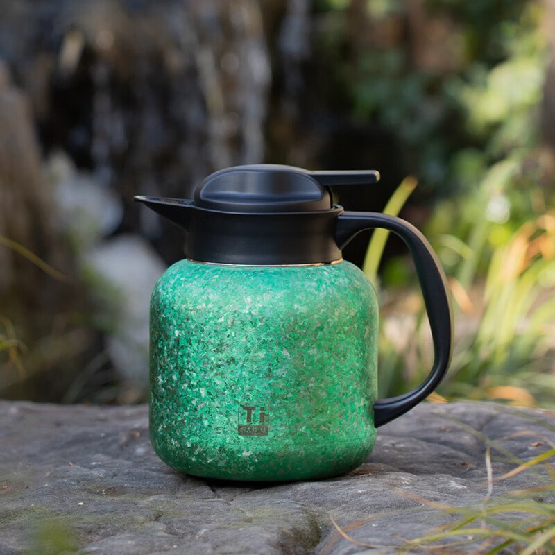 焖大师(MENDASHI) M1100T纯钛闷泡壶 高端保温养生闷泡壶 纯钛茶壶茶水分离保温壶 翡翠绿1100ml