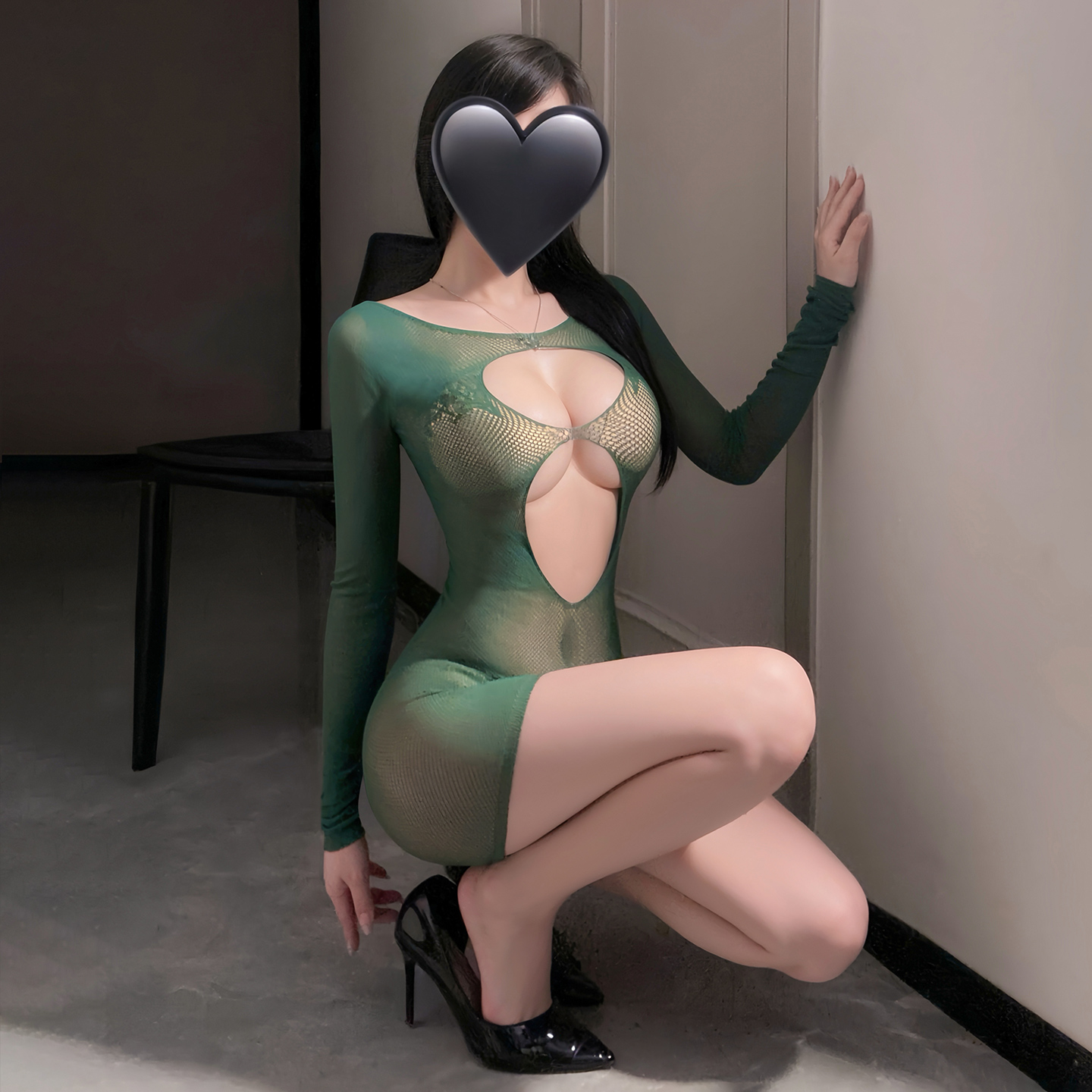 知性修身镂空透视包臀连身网衣漏胸透明包臀短裙可手撕连体衣性感情趣内衣女式7568高清大图