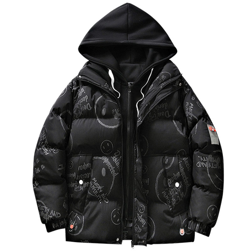 南极人假两件羽绒服男士秋冬季短款潮牌加厚款白鸭绒男生冬装外套