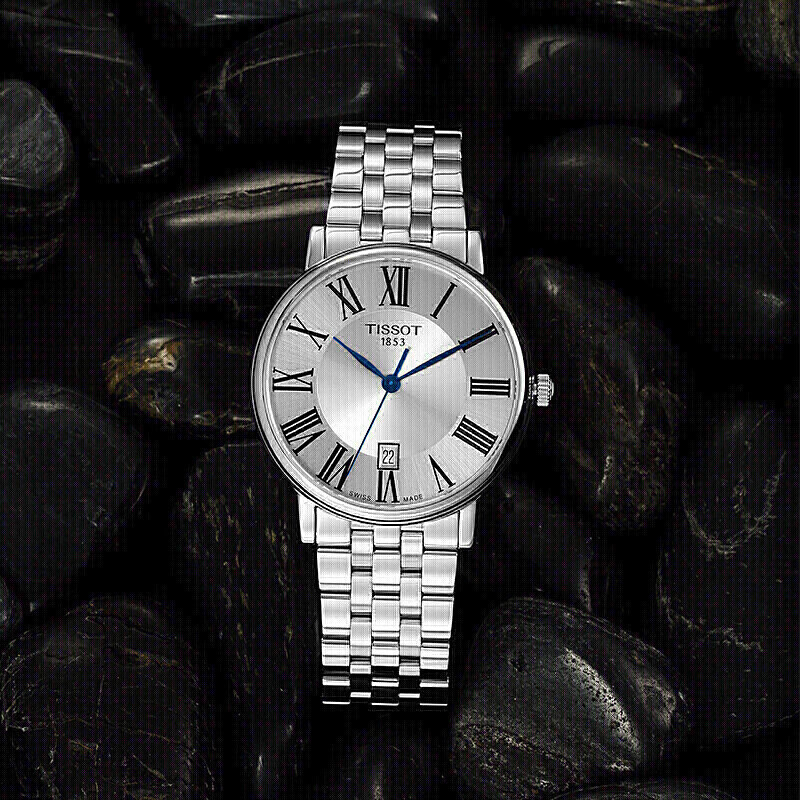 天梭(TISSOT)瑞士手表 卡森臻我系列腕表 钢带石英男表T122.410.11.033.00