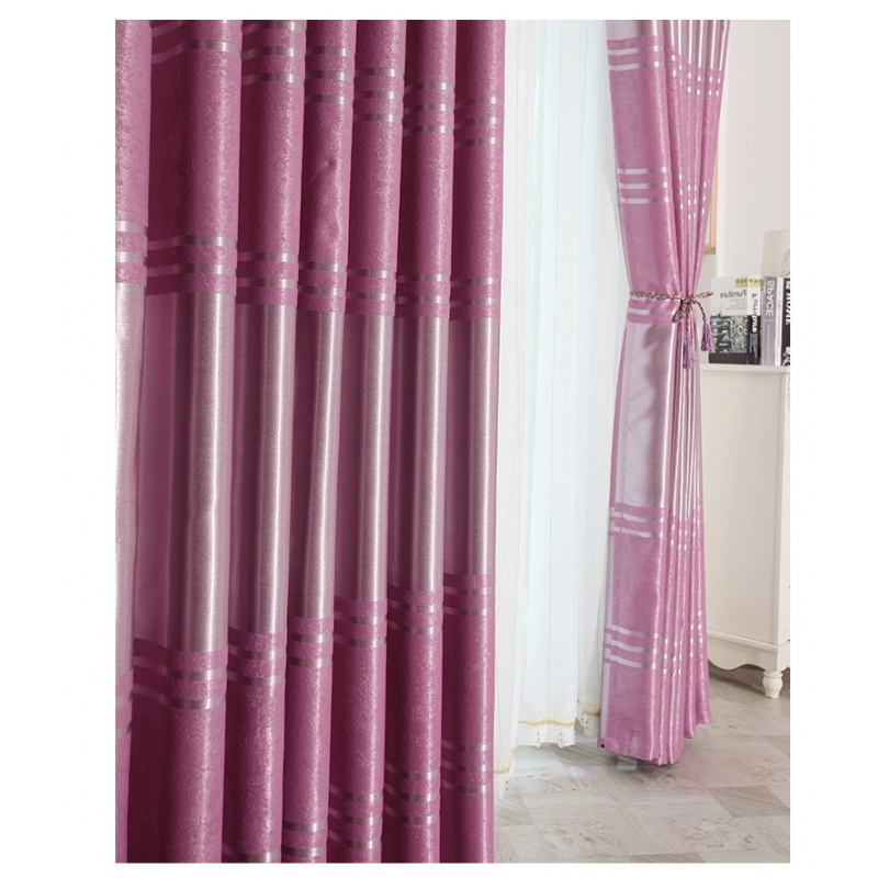 家柏饰(CORATED)窗帘成品飘窗遮光布窗帘布卧室阳台欧式窗帘简约现代定制成品 三公分毛条粉色 宽1.5高2.7挂钩加工