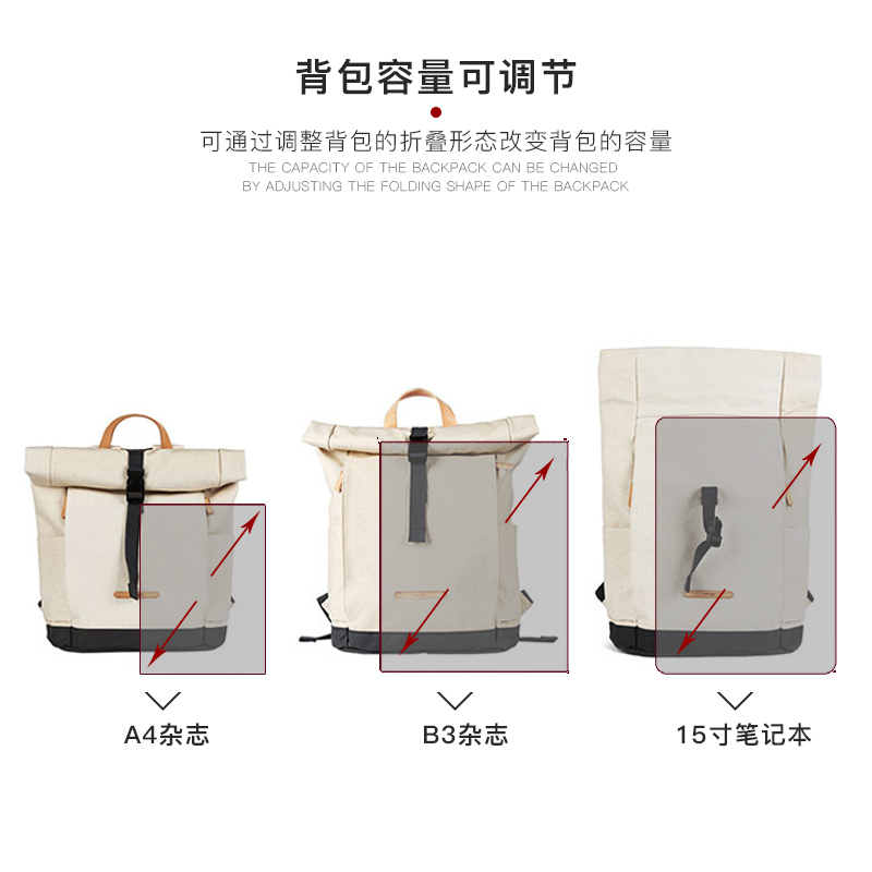 意行(ideago） 帆布背包 新款帆布包旅行背包 韩版学生书包初中学生书包大学生帆布双肩包潮牌时尚潮流
