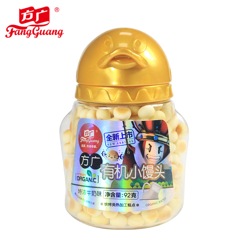 方广 宝宝零食 有机小小馒头牛奶味92g/罐装 饼干入口即化