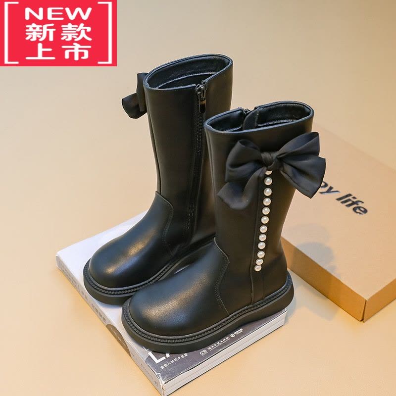 可莉允女童靴子加绒马丁靴2022秋冬季新款儿童公主长靴二棉鞋洋气高筒靴图片