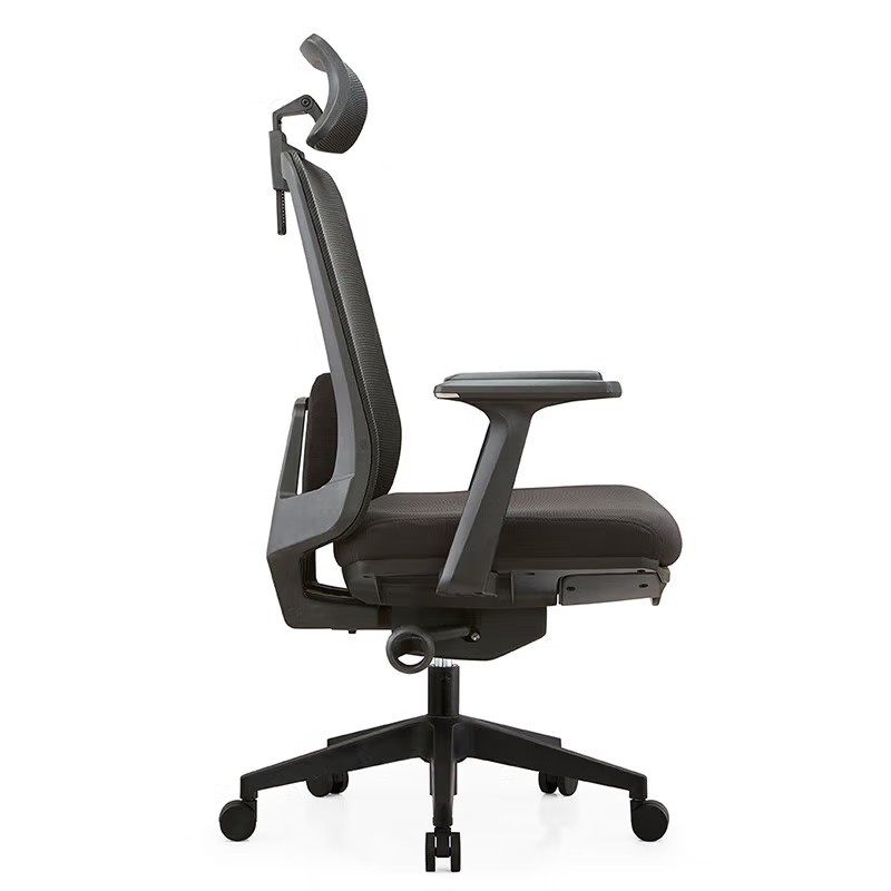 巴洛卡 午休办公椅网布转椅带脚踏黑色