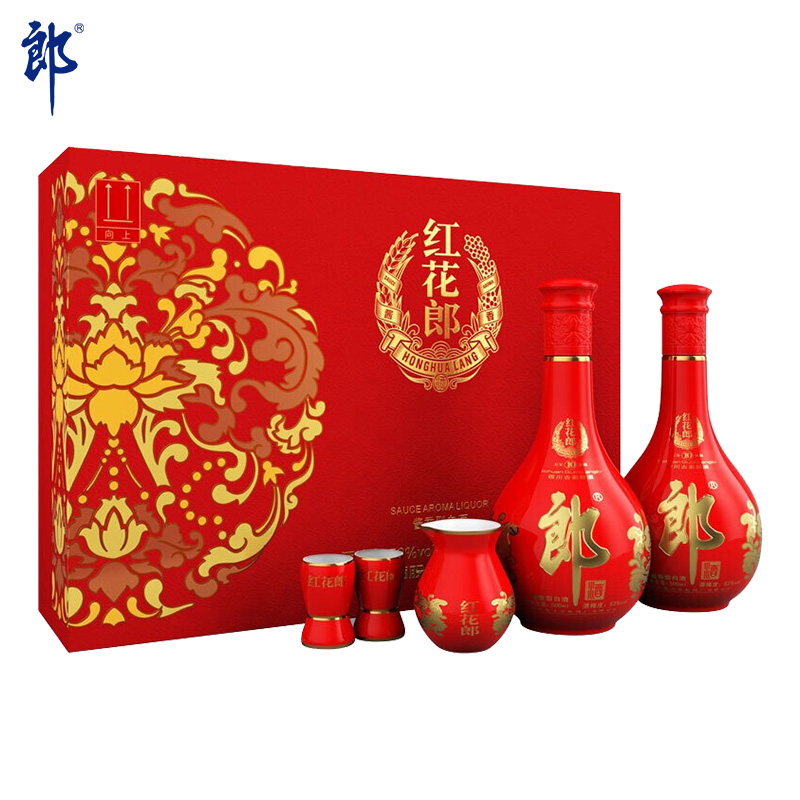 郎酒 红花郎10 酱香型 白酒 53度 500ml*2瓶 礼盒装+劲牌 劲酒 中国劲酒 35度 600ml*2 礼盒装高清大图