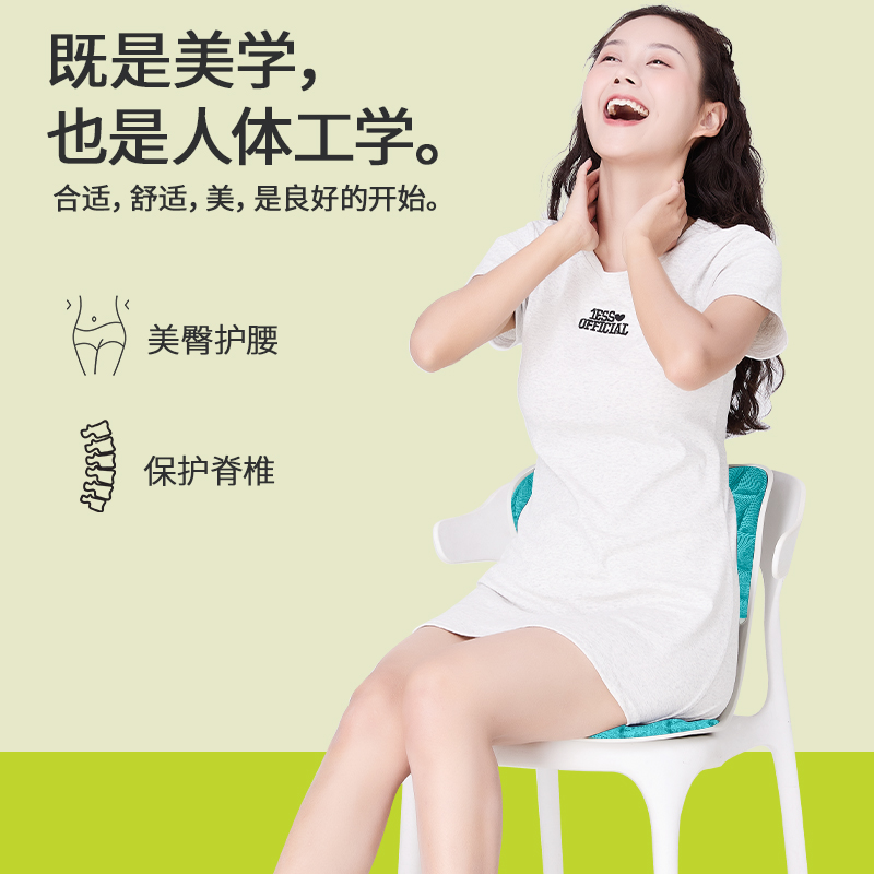 思菲其护腰坐垫靠背一体久坐美臀透气舒适学生矫姿记忆棉椅垫 活力蓝ZD401高清大图