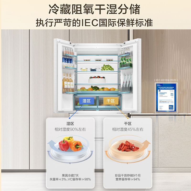 海尔(Haier)485升法式多门零嵌冰箱 全空间保鲜 EPP超净系统 BCD-485WGHFD1BWLU1高清大图
