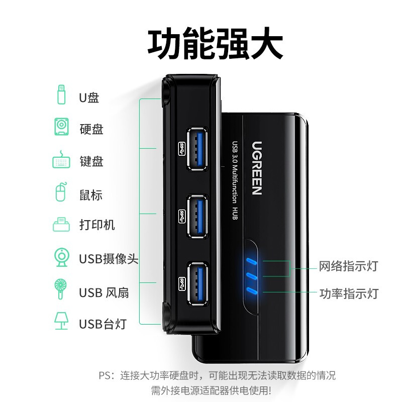 绿联20265 USB转千兆网口扩展坞 笔记本外置有线网卡转换器网线转接头3.0分线器高清大图