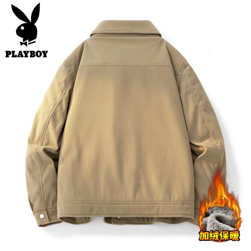 花花公子新款高品质加绒夹克男潮流大码7XL宽松冬季青年保暖外套男高清大图