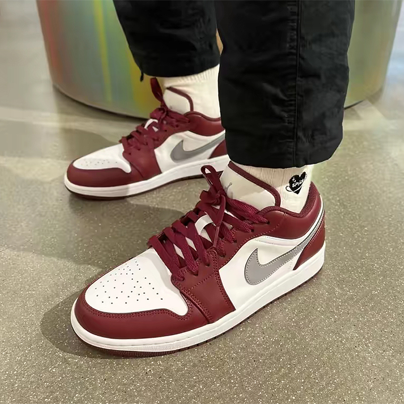 aj热卖nike耐克airjordan1lowaj1白红复古低帮篮球鞋553558615