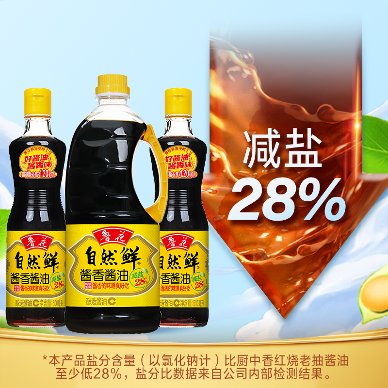 鲁花自然鲜酱香酱油1.28Lx1特级生抽零添加防腐剂高清大图