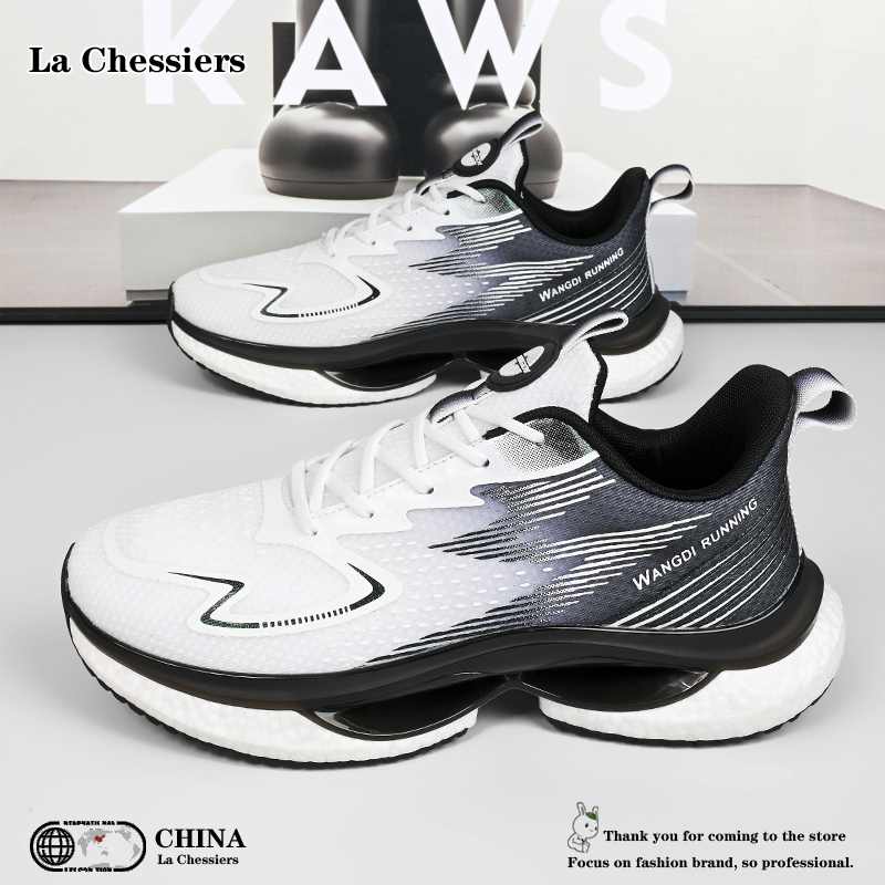 La Chessiers春秋季2025新款男鞋网面透气情侣款爆米花运动休闲鞋防滑耐磨韩版跑步鞋高清大图