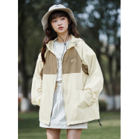 唐狮UPF50+防晒衣女夏季2025新款防紫外轻薄外套女空调衫连帽运动_567405 XL B款/米白