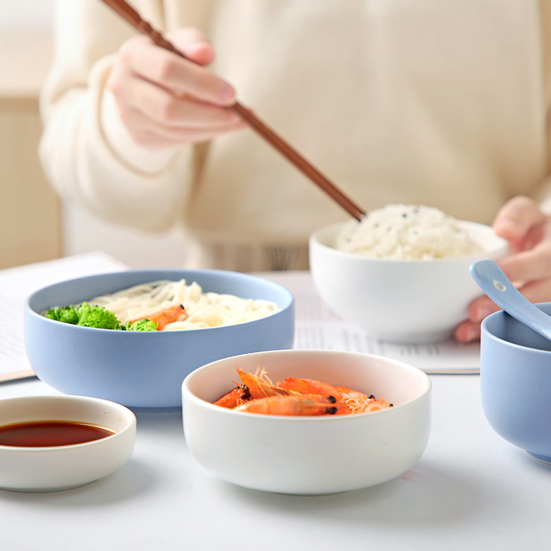 家柏饰(CORATED)北欧风格碗碟套装自由组合陶瓷家用面碗盘子高颜值餐具风 蓝色3.5英寸直身碟高清大图