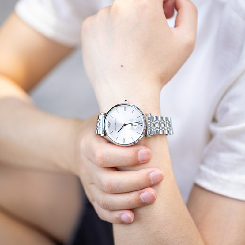 阿玛尼armani男士手表钢制表带时尚欧美表商务办公男士石英表ar1819送