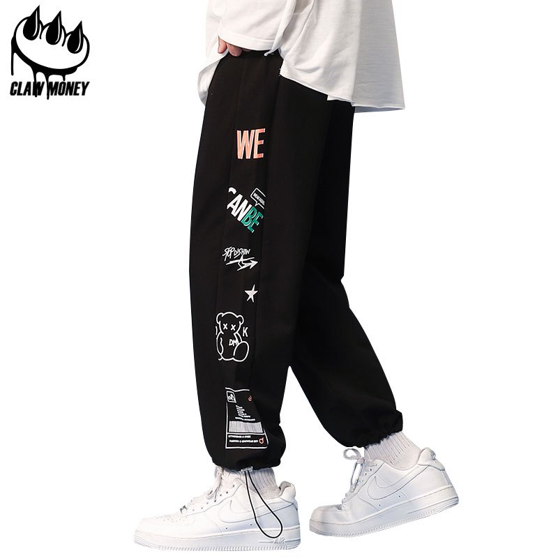 CLAW MONEY休闲裤男士2022夏季潮牌青年百搭运动裤子宽松束脚卫裤
