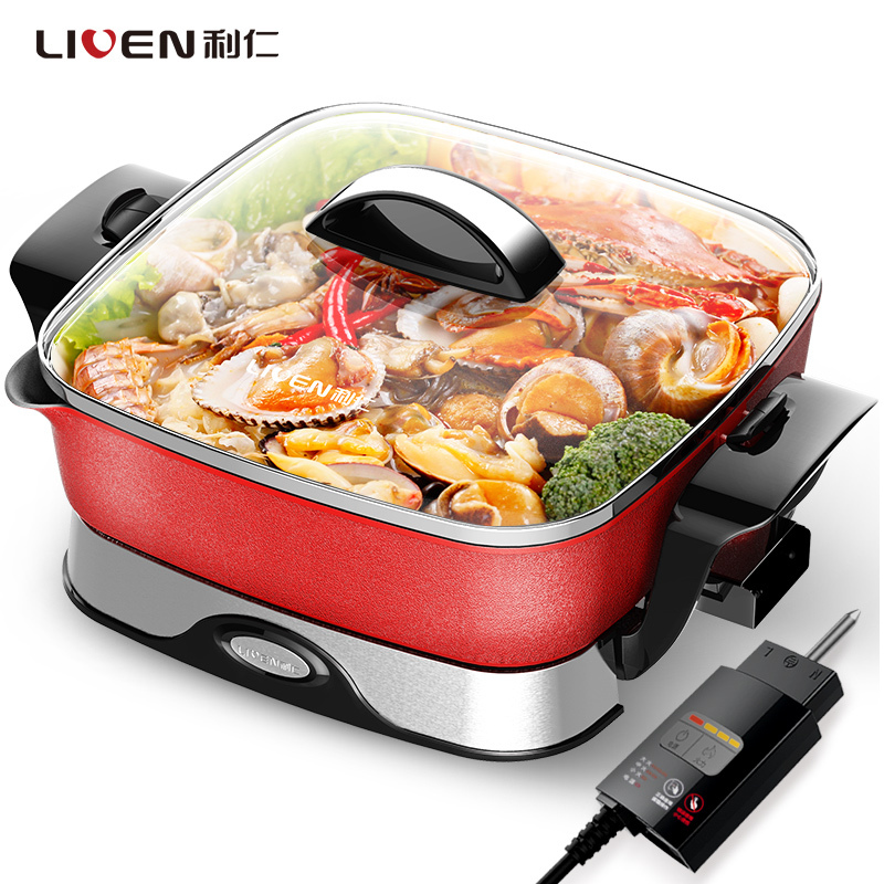 利仁(Liven)DHG-401多用途锅大功率家用大容量韩式火锅电热锅多功能炒锅不易粘电煮锅煎烤锅