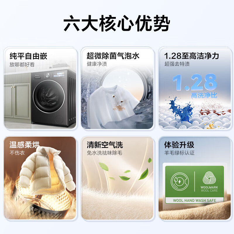 小天鹅(LittleSwan)小乌梅3.0SE洗衣机全自动10KG滚筒洗烘一体带烘干纯平全嵌TD10VE40SE高清大图