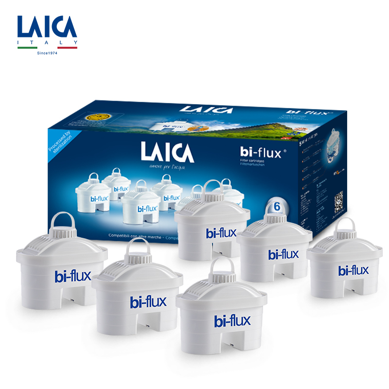 [6只装]莱卡(LAICA)双导流滤芯bi-flux(F6M)意大利原装进口 家用便携式滤水壶 净水壶滤芯 通用滤芯