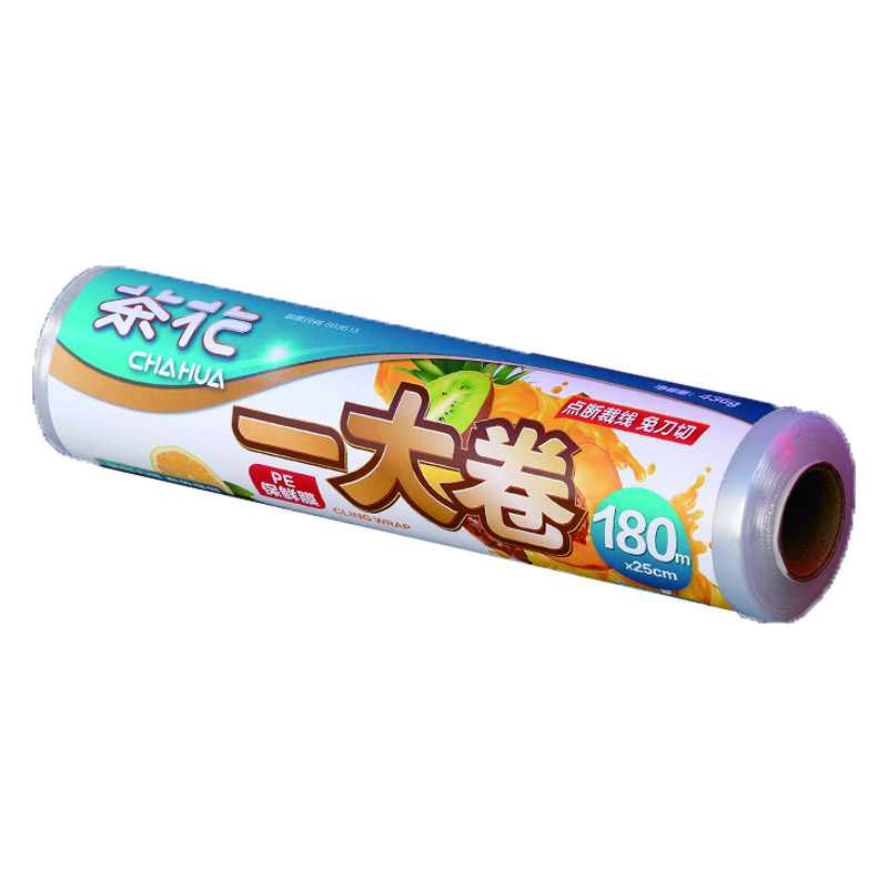 茶花(CHAHUA)家庭经济装一大卷保鲜膜厨房冰箱食品保鲜膜塑料膜一次保鲜膜 305013小号单卷