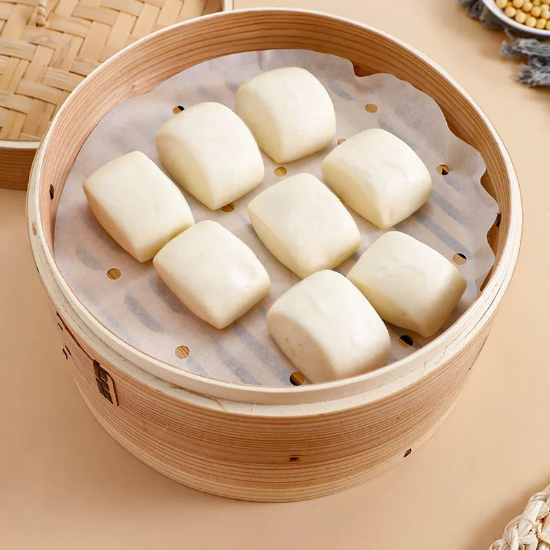 宜洁 一次性蒸笼纸食品圆形蒸包子馒头不粘纸垫布屉布油纸 直径23cm*20张高清大图