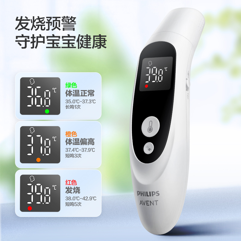 飞利浦新安怡(AVENT)耳温枪婴儿医专用精准体温计家用电子额温温度计 二合一红外体温计-北极白