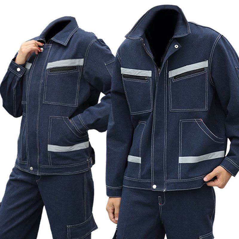工作服男套装牛仔电焊防烫加厚耐磨大口袋建筑工地耐脏劳保服定制莎丞图片