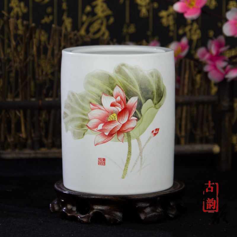 景德镇陶瓷创意收纳毛笔筒个性文房四宝艺术品摆件学生礼品笔筒三维