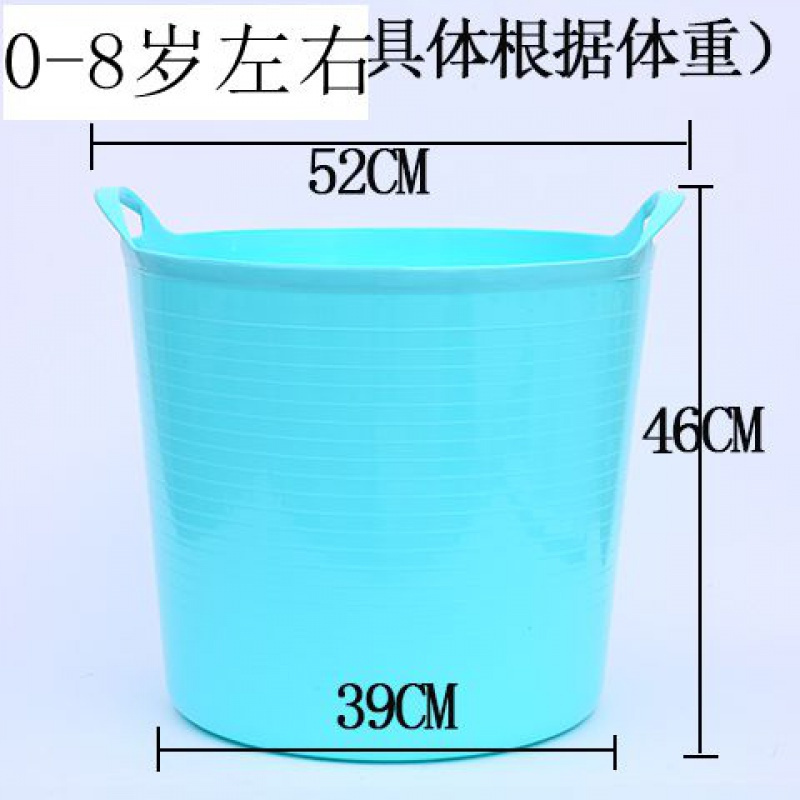 家柏饰(CORATED)大号脏衣篮软塑料摔不破家用洗衣篮玩具收纳桶收纳筐儿童洗澡桶 深天蓝色60升洗澡桶0-7岁