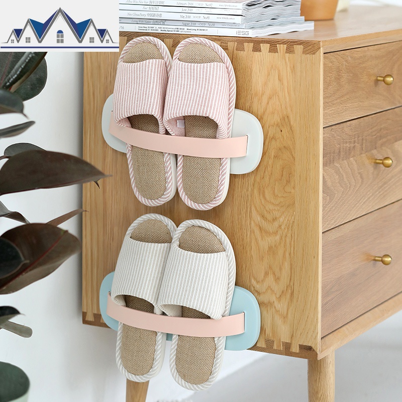 浴室拖鞋架沥水墙壁挂式免打孔厕所卫生间家用收纳省空间挂鞋 三维工匠收纳层架高清大图