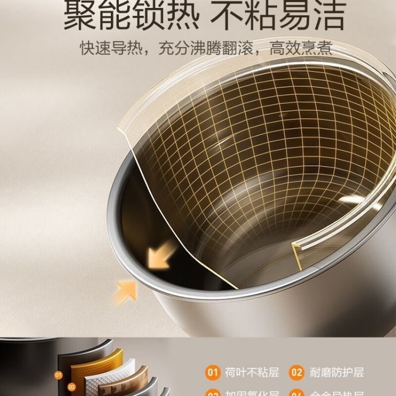 苏泊尔(SUPOR)电饭煲家用5升精致容量3-6人多功能电饭锅高颜值不粘涂层米饭锅SF50FC0055高清大图