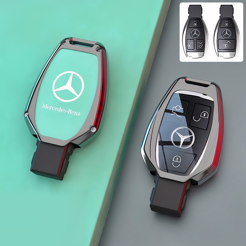 【补贴10%】奔驰c260l钥匙套c级c200l感汽车新款男性s级女2023款壳扣 A款青色锌合金单壳