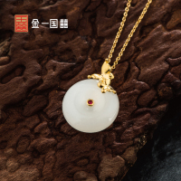 金一 国囍足金百福具臻女士和田玉吊坠赠银链(定价)ZJDZ016