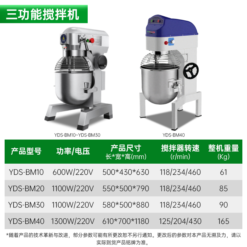 意黛斯(YIDAISI)和面机商用 厨师搅拌机 打蛋机器鲜奶打发奶油机 食堂 多功能三合一YDS-BM20高清大图